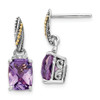 Sterling Silver w/ 14k Accent Diamond & Amethyst Dangler Earrings Shey Couture - QTC1226