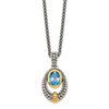 Sterling Silver 14k Accent London Blue Topaz Teardrop 18" Necklace Shey Couture - QTC1380