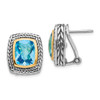 Swiss Blue Topaz Earrings .925 Sterling Silver & 14K Gold Accent Shey Couture - QTC151
