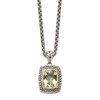 Green Quartz Pendant 18" Necklace Sterling Silver & 14K Gold Accent Shey Couture - QTC33