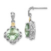 Green Quartz Earrings Sterling Silver & 14K Gold Accent Push Back Shey Couture - QTC902