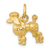 14k Yellow Gold Solid Polished 3 Dimensional Poodle Dog Charm Pendant