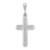 14K White Gold Polished Center Designed Crucifix Cross Religious Charm Pendant
