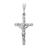 14K White Gold Solid Polished Hollow Crucifix Charm