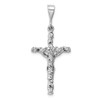 14K White Gold Solid Polished Hollow Crucifix Charm