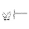 .925 Sterling Silver 0.01 Ct. Diamond Butterfly Post Earrings White Ice - QW419