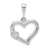 14K White Gold Solid Satin Polished Open Hollow Love Heart Valentine Charm