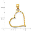 14K Yellow Gold Reversible Diamond Cut Small Hollow Love Heart Charm Pendant