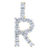 .925 Sterling Silver CZ Initial R Small Pendant Unisex Yellow Rhodium 30mm Charm - SLV-92063