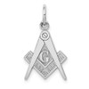 Women's Ladies 14K White Gold Polish Masonic Solid Fashion Pendant For Necklace