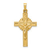 14K Yellow Gold Polished Hollow INRI Crucifix Cross Christianity Pendant - XR287