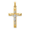 14K Yellow And White Gold Solid Polished Hollow Inri Crucifix Pendant - XR311
