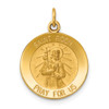 14K Yellow Gold Polished Saint Roch "Pray For Us" Religious Medal Charm - XR414