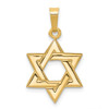 14K Yellow Gold Polished & Solid Flat Star of David Jewish Religious Pendant - XR419