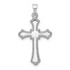 14K White Gold Solid Polished Casted Budded Cross Pendant - XR474