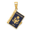 Gent's Ladies 14K Yellow Gold Blue Enameled Passport Charm Pendant For Necklace - YC819