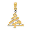 14k Yellow And White Gold Happy Holiday Santa Claus Merry Christmas Tree Pendant - YC933