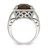 Sterling Silver w/ 14k Smoky Quartz Fleur De Lis Ring Size 6 to 8 Shey Couture