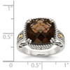 Sterling Silver w/ 14k Smoky Quartz Fleur De Lis Ring Size 6 to 8 Shey Couture