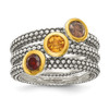 Multi Gemstone 3 Stackable Rings Sterling Silver & Gold Tone Sz 6-8 Shey Couture