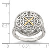 Diamond Vintage Ring Sterling Silver 14K Gold Accent 0.03 Ct Sz 6-8 Shey Couture
