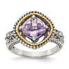 Pink Amethyst Ring .925 Sterling Silver & 14K Gold Accent Sz 6 - 8 Shey Couture