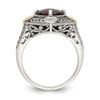 Sterling Silver w/ 14k Cushion Garnet & Diamond Heart Ring Sz 6 - 8 Shey Couture
