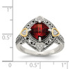 Sterling Silver w/ 14k Cushion Garnet & Diamond Heart Ring Sz 6 - 8 Shey Couture