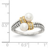 Pearl Diamond By Pass Ring Sterling Silver 14K Accent .03 Ct Sz 6-8 Shey Couture
