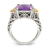 Amethyst Antique Ring Sterling Silver w/ 14K Gold Accent Size 6 - 8 Shey Couture