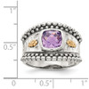 Sterling Silver w/ 14k Cushion Amethyst Wide Band Ring Size 6 to 8 Shey Couture