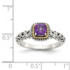 Amethyst Heart Ring Sterling Silver 14K Gold Accent 1/2 Ct Size 6-8 Shey Couture
