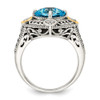 Blue Topaz & Diamond Ring Silver 14K Gold Accent 0.05 Ct Size 6 - 8 Shey Couture