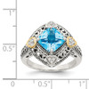 Blue Topaz & Diamond Ring Silver 14K Gold Accent 0.05 Ct Size 6 - 8 Shey Couture