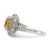 Citrine Ring Sterling Silver w/ 14K Gold Accent Antiqued Size 6 - 8 Shey Couture