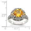 Citrine Ring Sterling Silver w/ 14K Gold Accent Antiqued Size 6 - 8 Shey Couture