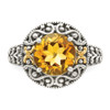 Citrine Ring Sterling Silver w/ 14K Gold Accent Antiqued Size 6 - 8 Shey Couture