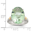 Green Quartz Ring .925 Sterling Silver w/ 14K Gold Accent Size 6-8 Shey Couture