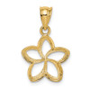 14k Yellow Gold Polished Casted Small Cut Out Plumeria Charm Pendant