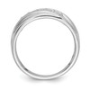 14k White Gold Men's Round Diamond Wedding Band Tiered & Grooved Ring 3/8 Ct.