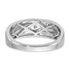 14k White Gold Men's Round Diamond Wedding Band Tiered & Grooved Ring 3/8 Ct.