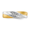 14k Two Tone Gold Men's Diamond Wedding Band 6.5mm Crossover Ribbon Ring 1/6 Ct.
