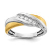 14k Two Tone Gold Men's Diamond Wedding Band 7.5mm Crossover Ribbon Ring 1/4 Ct.