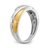 14k Two Tone Gold Men's Diamond Wedding Band 7.5mm Crossover Ribbon Ring 1/4 Ct.