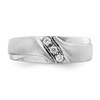 14k White Gold Men's 3 Stone Diamond Wedding Band Inlay Center Ring 1/8 Ct.