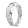 14k White Gold Men's 3 Stone Diamond Wedding Band Inlay Center Ring 1/8 Ct.
