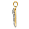 14k Two Tone Diamond Cut Solid Satin Casted Open Back Cat In Heart Charm Pendant