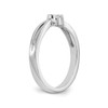 14k White Gold Round Diamond Flower Engagement Split Shank Promise Ring 0.03 Ct.