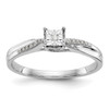 14k White Gold Miracle Set Diamond Square Engagment Promise Ring 1/20 Ct.