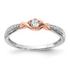14k Two Tone Gold Solitaire Diamond Engagement Twist Braid Promise Ring 1/10 Ct.